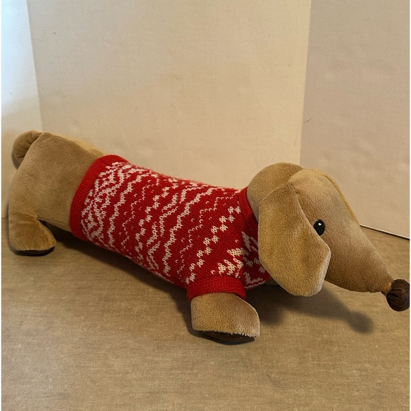 Pier 1 Jingle Buddies Frank Dachshund Plush in Holiday Sweater Weiner Dog - Picture 1 of 5